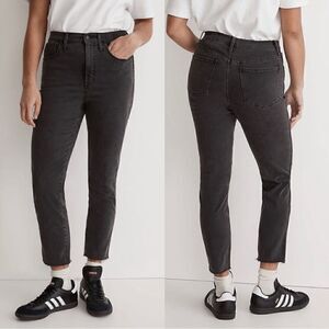 Madewell stovepipe jeans raw hem in banberry wash